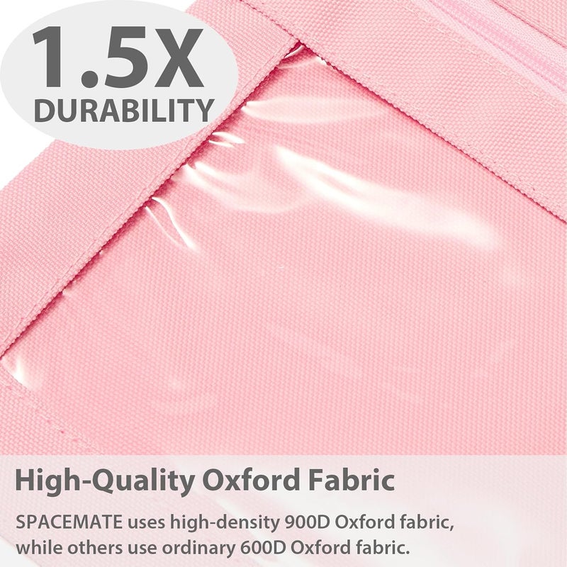 SPACEMATE 2 Pack Binder Pencil Pouch Case Box Bag for 3 Ring Binder School Supplies Girls Boys Kids, Clear Preppy Stuff Large Aesthetic Pen Organizer, Back to College Stationary, Light Pink - Image 3
